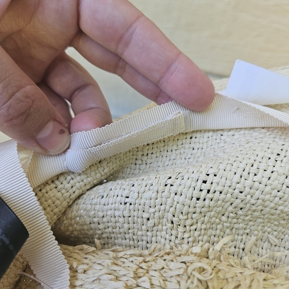 Allsaints straw hat natural with brown leather band with tags flawed - Picture 11 of 12